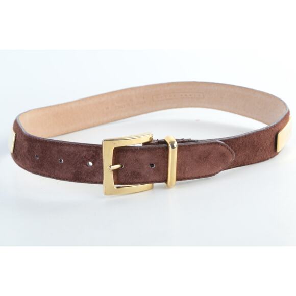 Vintage Perry Ellis Brown Suede Leather Waist Belt Classic Size M - Picture 3 of 16